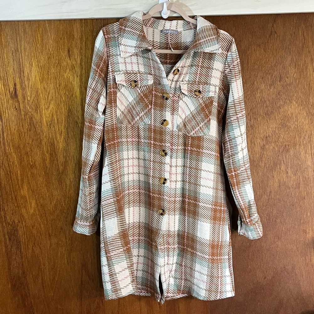 Long Plaid Shacket by Milan Kiss Sz L